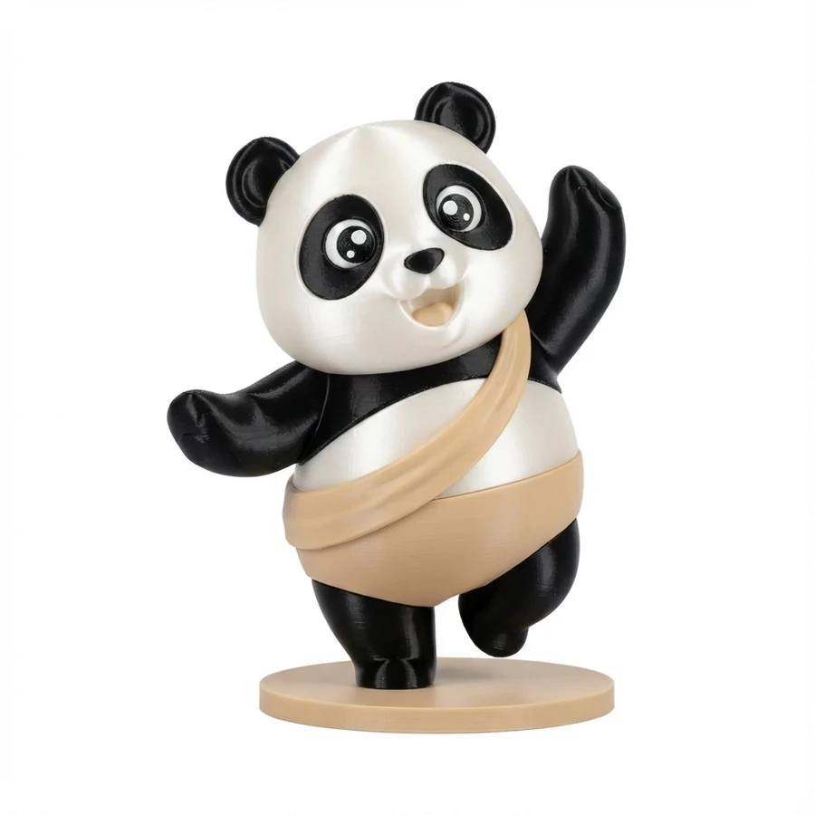 Playful panda keepsake with a bright, curious personality